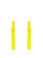Matchesfashion.com Oscar De La Renta - Bead Embellished Tassel Drop Earrings - Womens - Yellow