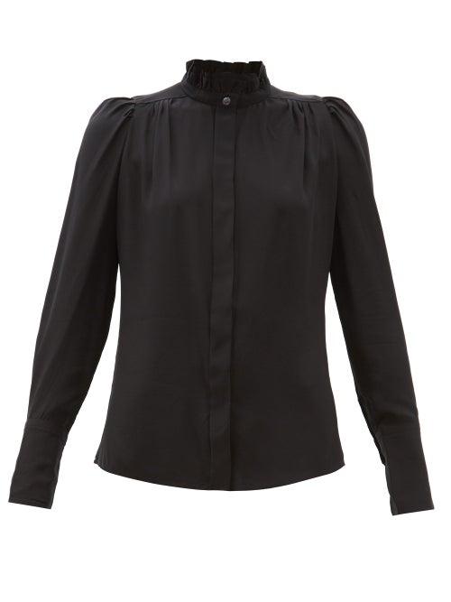Matchesfashion.com Isabel Marant - Lamia Ruffled Silk Crepe De Chine Blouse - Womens - Black