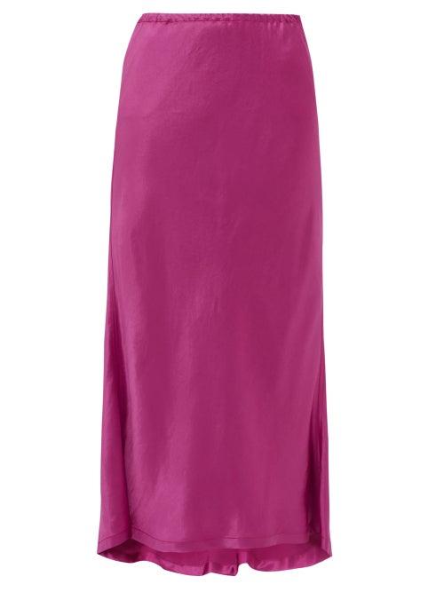 Matchesfashion.com Sies Marjan - Xael Satin Bias Cut Midi Skirt - Womens - Pink
