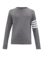 Matchesfashion.com Thom Browne - Intarsia Striped Wool Sweater - Mens - Grey