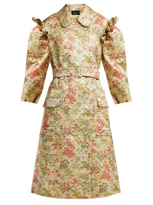 Matchesfashion.com Simone Rocha - Double Breasted Floral Brocade Coat - Womens - Green