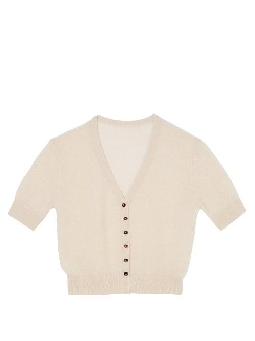 Khaite - Dianna Cropped Cardigan - Womens - Beige