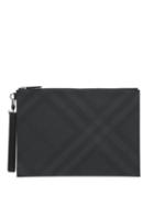 Matchesfashion.com Burberry - London-check Coated-canvas Pouch - Mens - Dark Grey