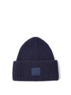 Acne Studios - Pansy Face Patch Wool Beanie Hat - Mens - Navy