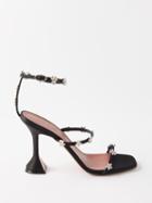 Amina Muaddi - Lily 95 Crystal-embellished Satin Sandals - Womens - Black Multi