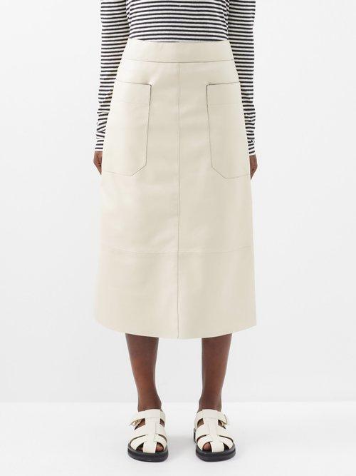 Joseph - Blomfield Patch-pocket Leather Skirt - Womens - Beige