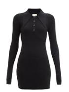 Matchesfashion.com Joostricot - Ribbed Cotton-blend Polo Dress - Womens - Black