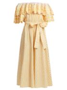 Gül Hürgel Off-the-shoulder Striped Cotton-blend Dress
