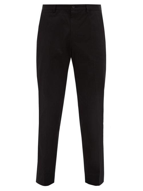 Matchesfashion.com Dolce & Gabbana - Slim Leg Stretch Cotton Gabardine Trousers - Mens - Black