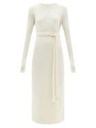 Raey - Recycled-cashmere Blend Belted Crew-neck Dress - Womens - Ivory