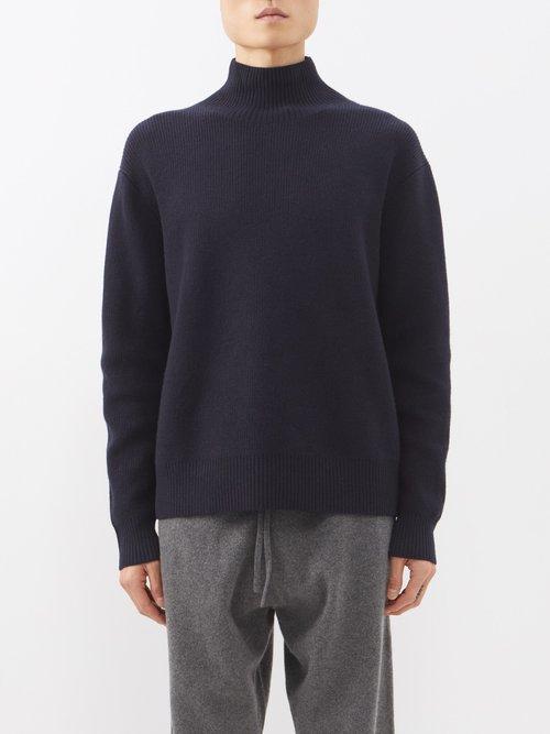 Frame - Funnel-neck Wool Sweater - Mens - Navy