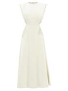 Chlo - Scalloped Cutout Leather Midi Dress - Womens - White