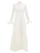 Matchesfashion.com Zimmermann - Super Eight High-neck Linen-blend Dress - Womens - Ivory