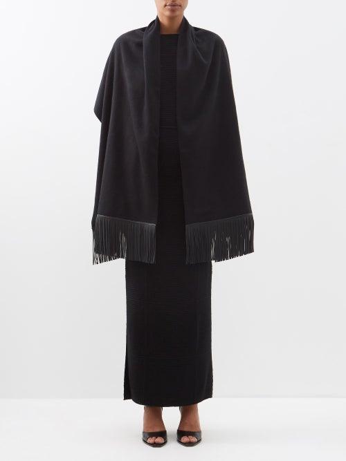 Johnstons Of Elgin - Leather-fringed Cashmere Shawl - Womens - Black