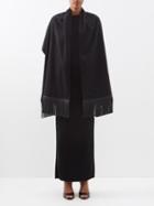 Johnstons Of Elgin - Leather-fringed Cashmere Shawl - Womens - Black