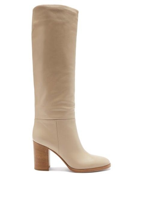 Matchesfashion.com Gianvito Rossi - Melissa 85 Leather Knee-high Boots - Womens - Nude