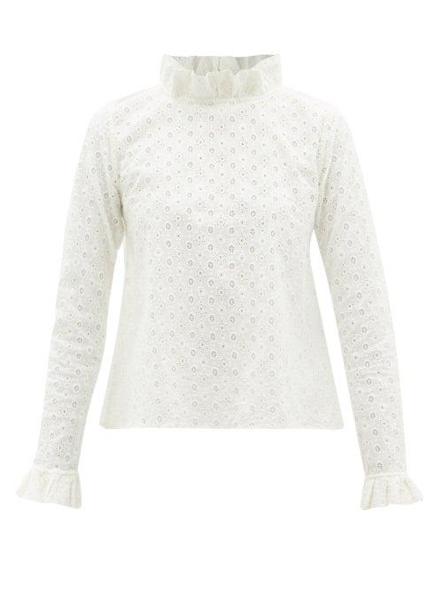 Ladies Beachwear Merlette - Boyce Broderie-anglaise Cotton Blouse - Womens - Ivory