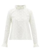 Ladies Beachwear Merlette - Boyce Broderie-anglaise Cotton Blouse - Womens - Ivory