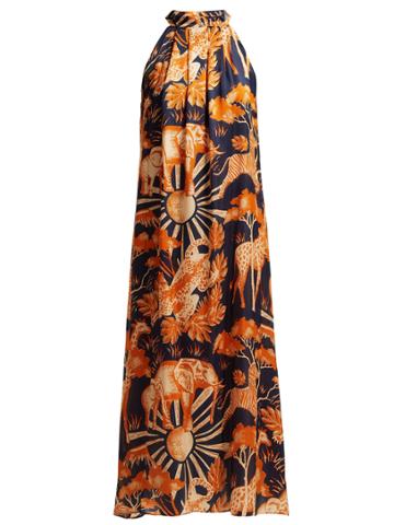 Chufy Femi Halter-neck Silk-satin Dress