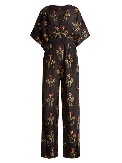 Matchesfashion.com Zandra Rhodes - Archive Ii The 1967 Lipstick Jumpsuit - Womens - Black Print