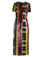 Diane Von Furstenberg Striped Sequin-embellished Midi Dress