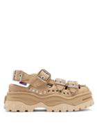 Matchesfashion.com Eytys - Athena Studded Suede Flatform Sandals - Womens - Beige