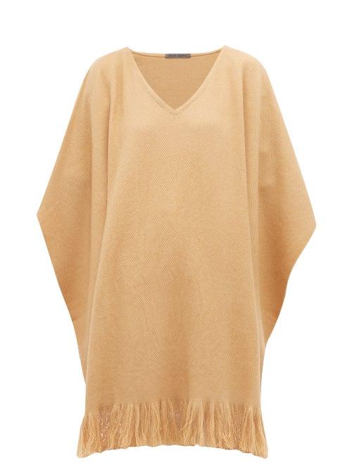 Matchesfashion.com Denis Colomb - Fringe Trimmed Cashmere Poncho - Womens - Beige
