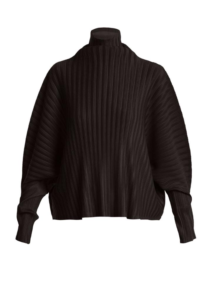 Pleats Please Issey Miyake Roll-neck Dolman-sleeved Pleated Top