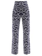 Joostricot - Rope-intarsia Knitted Silk-blend Trousers - Womens - Navy White