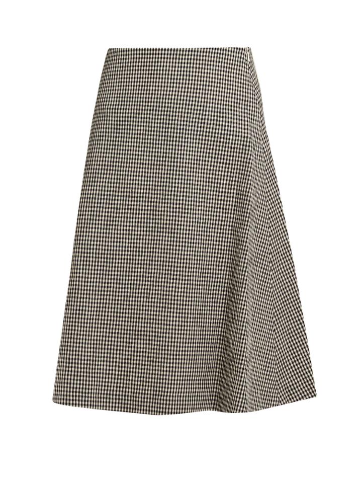 Wales Bonner Safari Gingham Linen-blend Midi Skirt
