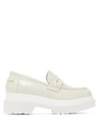 Matchesfashion.com Mm6 Maison Margiela - Raised Sole Patent Leather Penny Loafers - Womens - Cream