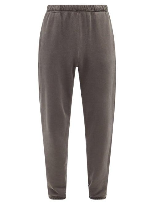 Mens Rtw Les Tien - Brushed-back Cotton Track Pants - Mens - Black Grey