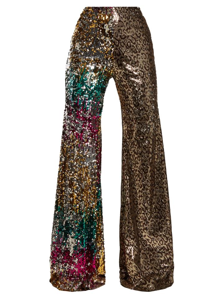 Halpern Sequin-embellished High-rise Kick-flare Trousers