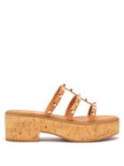 Matchesfashion.com Valentino Garavani - Rockstud Cork Platform Sandals - Womens - Tan
