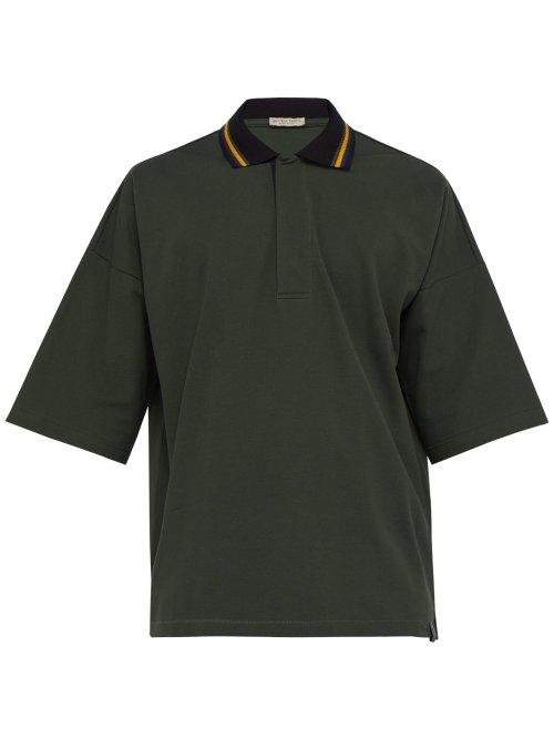 Matchesfashion.com Bottega Veneta - Contrast Collar Cotton Piqu Polo Shirt - Mens - Green