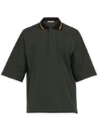 Matchesfashion.com Bottega Veneta - Contrast Collar Cotton Piqu Polo Shirt - Mens - Green