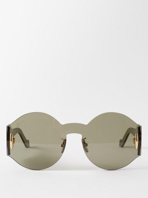 Loewe Eyewear - Round Rimless Acetate Sunglasses - Womens - Dark Green