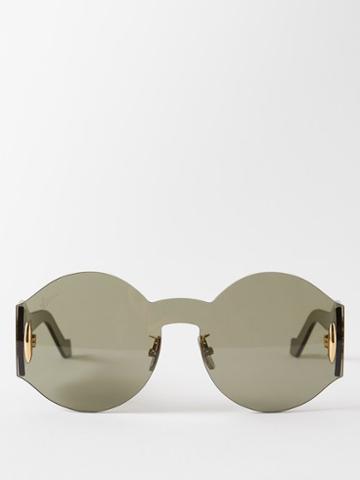 Loewe Eyewear - Round Rimless Acetate Sunglasses - Womens - Dark Green