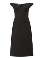 Matchesfashion.com Prada - Off The Shoulder Wool Twill Dress - Womens - Black