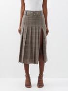 16arlington - Nimue Prince Of Wales Check Pleated Midi Skirt - Womens - Grey Multi