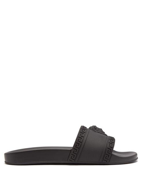 Matchesfashion.com Versace - Medusa Rubber Slides - Mens - Black
