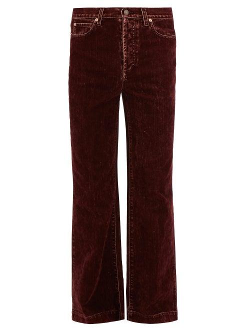 Matchesfashion.com Gucci - Flared Fade-wash Flocked Jeans - Mens - Burgundy