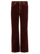 Matchesfashion.com Gucci - Flared Fade-wash Flocked Jeans - Mens - Burgundy