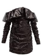 Matchesfashion.com The Attico - Off The Shoulder Sequinned Mini Dress - Womens - Black