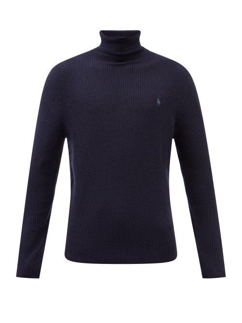 Polo Ralph Lauren - Logo-embroidered Roll-neck Wool Sweater - Mens - Navy