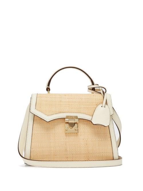 Matchesfashion.com Mark Cross - Madeline Lady Mini Leather-trim Raffia Bag - Womens - White Multi