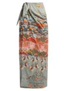 Stella Jean Odiosa Japanese-floral Print Maxi Skirt