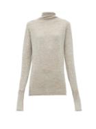 Matchesfashion.com Raey - Sheer Raw Edge Funnel Neck Cashmere Sweater - Womens - Light Grey