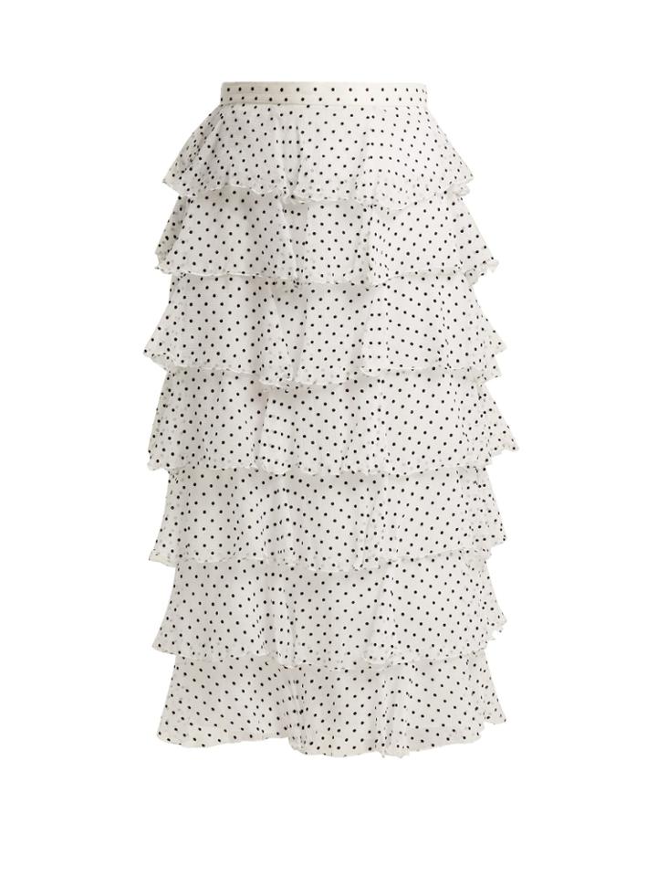 Rodarte Flocked Polka-dot Chiffon Skirt