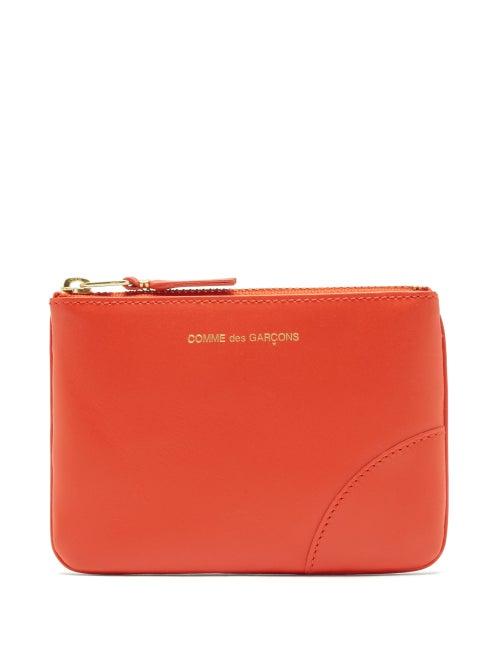 Comme Des Garons Wallet - Logo-stamped Leather Pouch - Mens - Orange